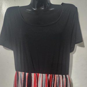 Nemidor maxi dress empire waist black with red 1x